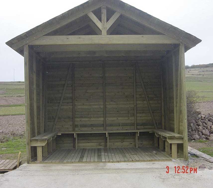 Marquesina con madera cepillada