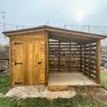 Leñero de madera tratada para leña de Impregna para exterior